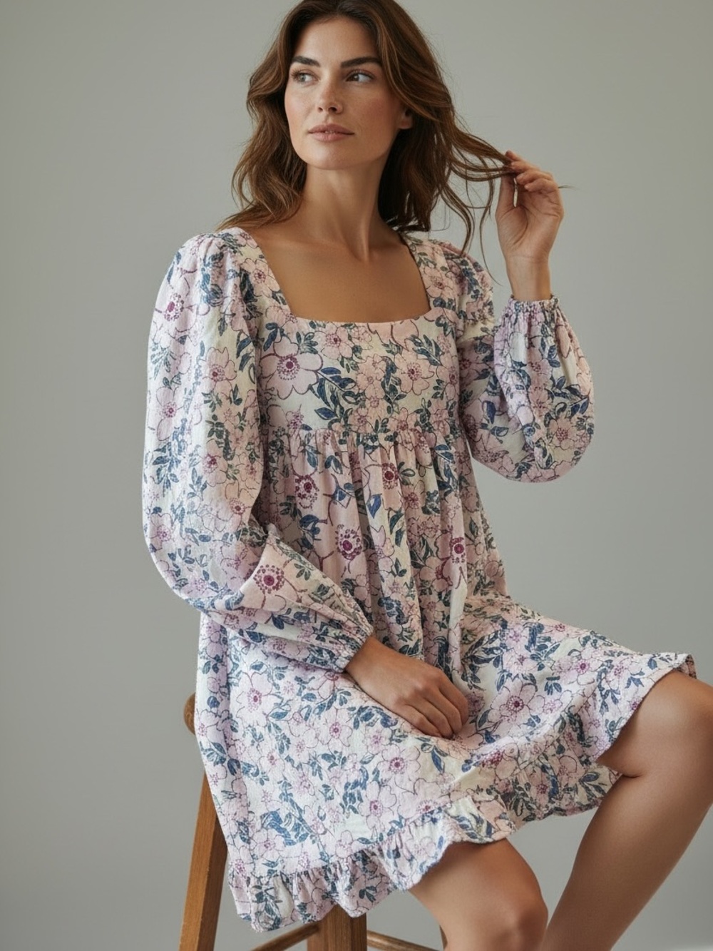ANTHROPOLOGIE JACQUIE THE LABEL Pink Floral Cotton Babydoll Dress
